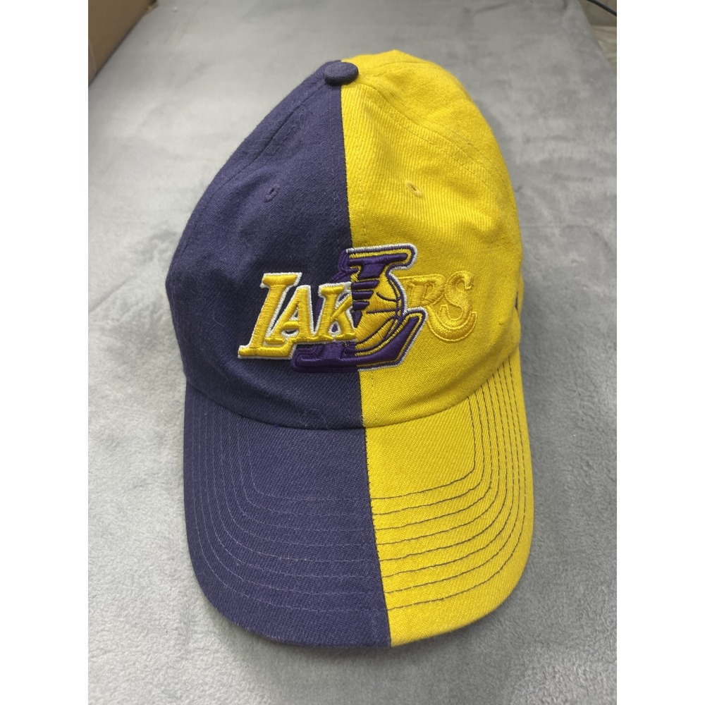 Los Angeles Lakers Hat Cap Strap Back Purple Yellow Logo NBA Basketball Mens